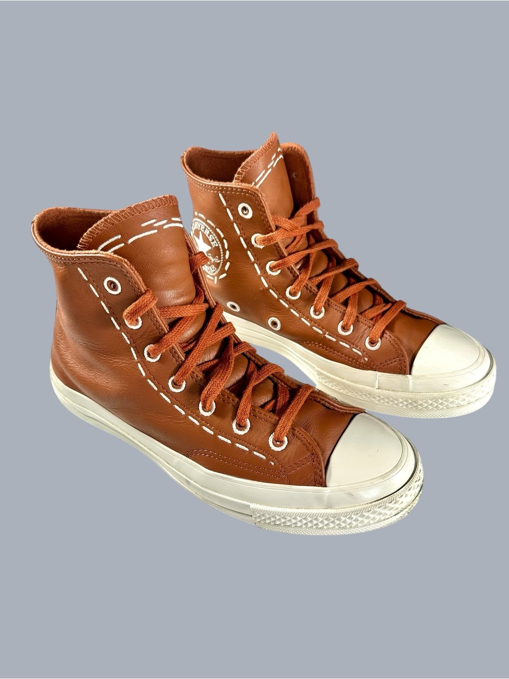 Converse Limited Ed. Chuck 70 Bold Stich Leather ‘Tawny Owl’ High-Top Sneakers - Picture 2 of 11